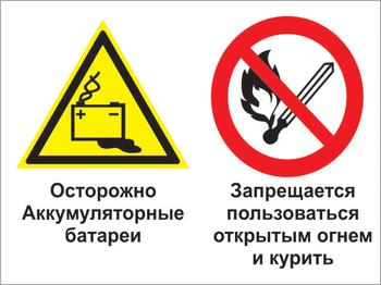 Кз 33 осторожно - аккумуляторные батареи. запрещается пользоваться открытым огнем и курить. (пластик, 400х300 мм) - Знаки безопасности - Комбинированные знаки безопасности - ohrana.inoy.org