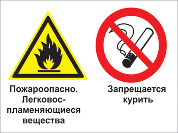 Кз 23 пожароопасно - легковоспламеняющиеся вещества. запрещается курить. (пластик, 400х300 мм) - Знаки безопасности - Комбинированные знаки безопасности - ohrana.inoy.org
