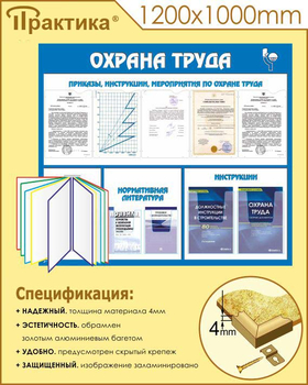 С07 Стенд охрана труда (с перекидной системой) (1300х1000 мм, пластик ПВХ 3 мм, алюминиевый багет золотого цвета) - Стенды - Стенды по охране труда - ohrana.inoy.org