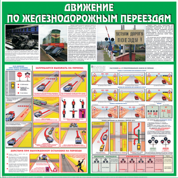 С40 Стенд движение по железнодорожным переездам (1000х1000 мм, пластик 3 мм, Прямая печать на пластик) - Стенды - Стенды по безопасности дорожного движения - ohrana.inoy.org