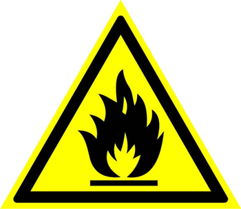 W01 пожароопасно! легковоспламеняющиеся вещества (пленка, сторона 200 мм) - Знаки безопасности - Предупреждающие знаки - ohrana.inoy.org